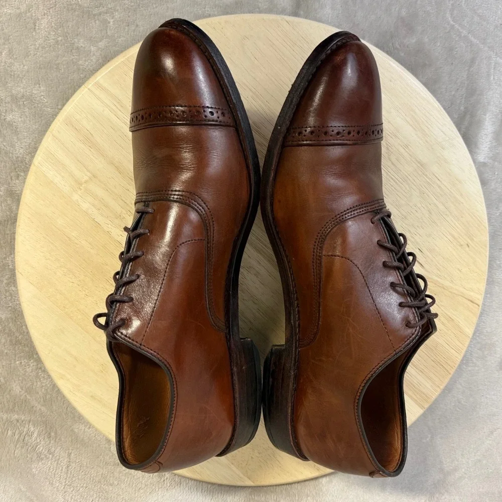 Allen Edmonds Port Washington Brown Leather Cap Toe Oxford Dress Shoes Mens 11 E
